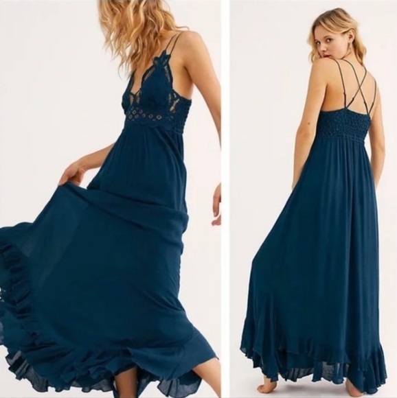 ๐ FREE PEOPLE Midnight Navy ADELLA Maxi Dress ๐ - Picture 6 of 7